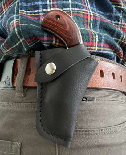 .22 Magnum Leather Snap Holster with Belt Loop - Compatible with NAA .22 Mag with 1 1/8” barrel(Black)