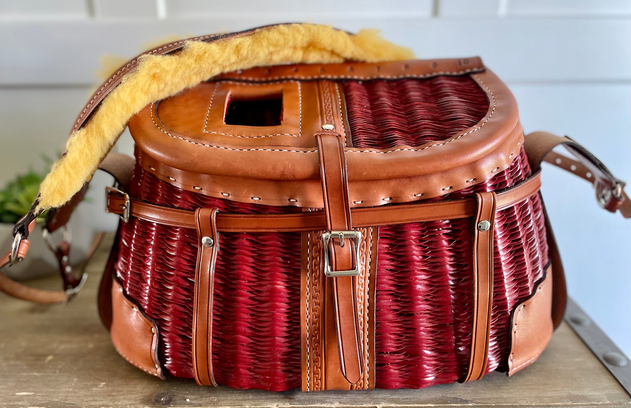 Large Red Vintage Restored Fishing Creel – Lost River Leather