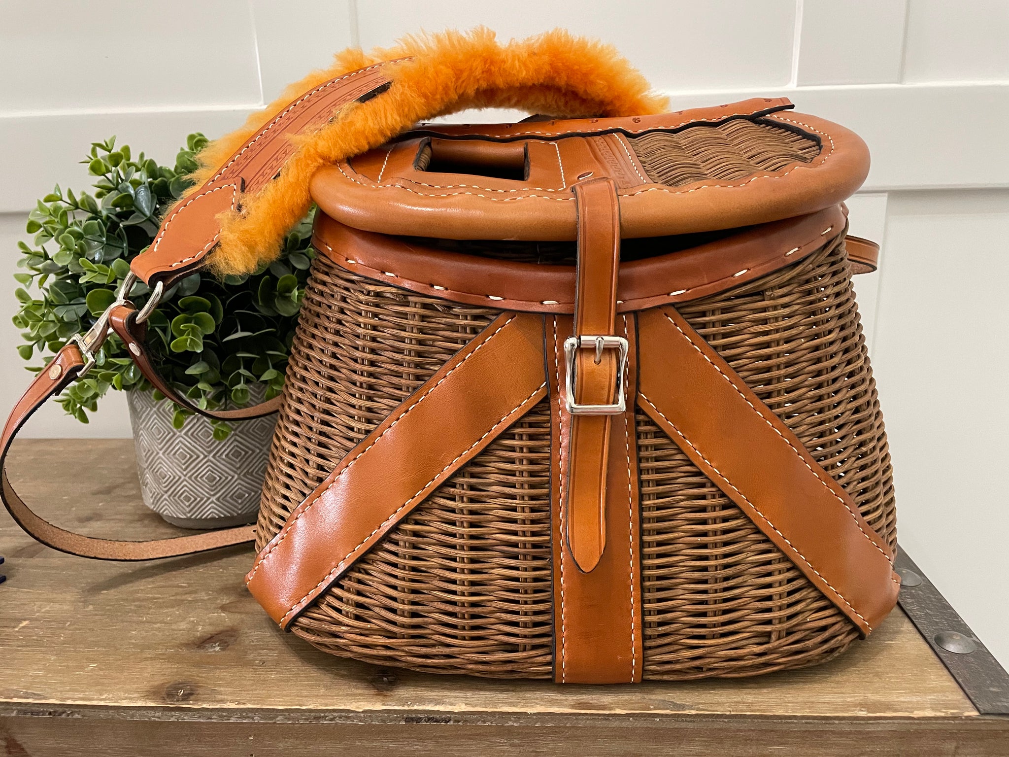 Panier En Osier Vintage Panier De Rangement Ancien En Osier - Type Creel De Pêche - Dimensions 8x5x4 Pouces - Vintage Panier Osier Vintage