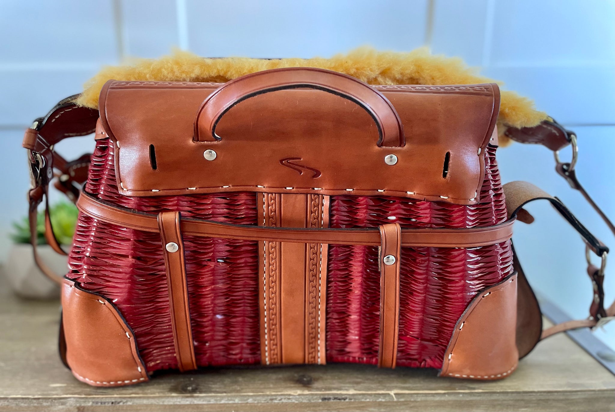 Large Red Vintage Restored Fishing Creel – Lost River Leather