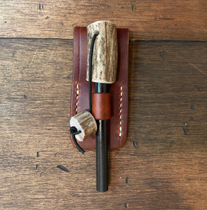 Fire Starter Rod with Deer Antler Handle and Sheath